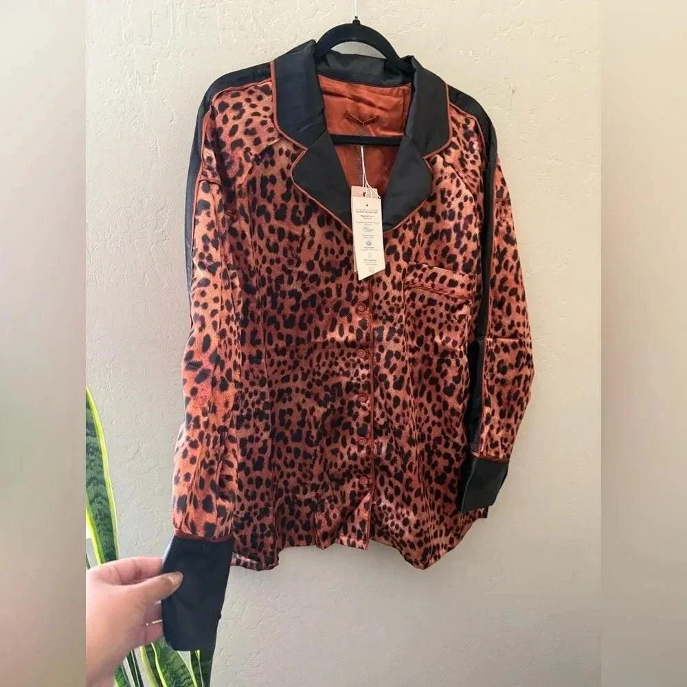We Are Hah HAHT ECO PJ Set Lanka Leopard Satin Pajamas Unisex NWT $248 - XL